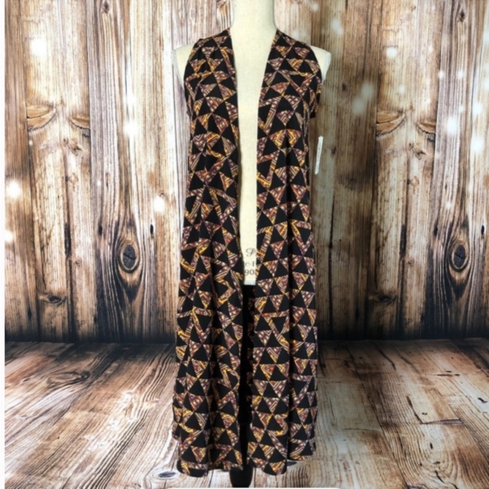 NEW•Black Geo Print Joy Longline Vest•M 10/12